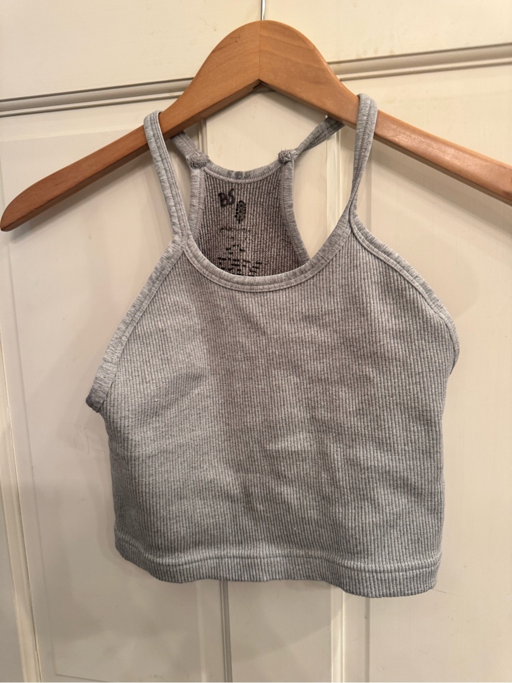Anthropologie Light Gray Ribbed Racerback Cropped Tank